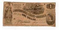 1862 $1 T 44 The CONFEDERATE States of America CIVIL WAR era  