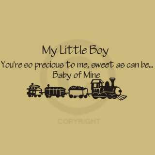 Little Boy Quote w Train Vinyl Wall Words Decal Quote  