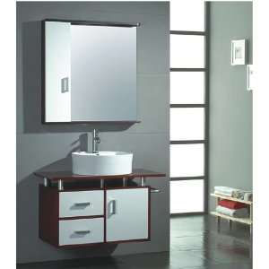   Bathroom Vanity LUX BC 8089. 35 x 21, Brown / White, Wood / Porcelain