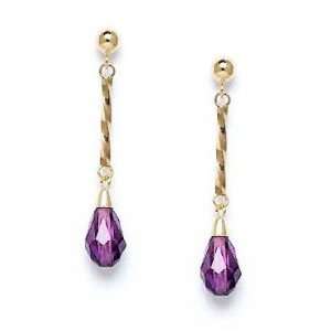   Yellow 9x6 mm Briolette Amethyst Purple Crystal Earrings   JewelryWeb