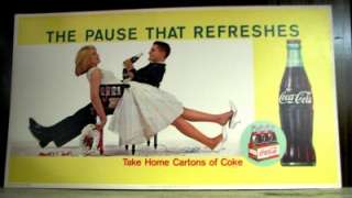 VINTAGE 1963 COCA COLA DOUBLE SIDE ADVERTISING SIGN  