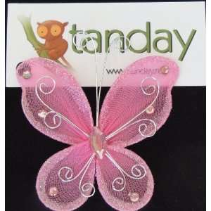   Pink Organza Butterflies for Craft & Wedding Favor (8743) 12 Pieces