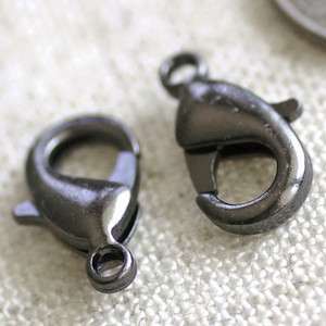 Gunmetal Black Plated Brass Lobster Claw Clasps Finding 12x7mm m74c 