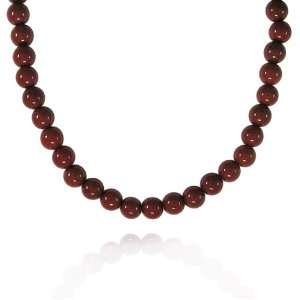  8mm Plain Round Red Jasper Bead Necklace, 22+2Extender 