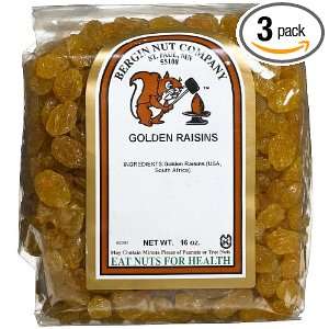 Bergin Nut Company Raisins Golden, 16 Ounce Bags (Pack of 3):  