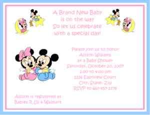 Mickey Minnie Baby Shower Invitations ALL IN 1 Game Pkg  