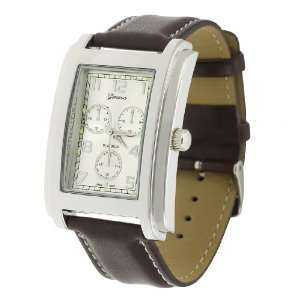  Geneva Platinum Mens Simulated Leather Watch: Jewelry