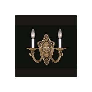   Crystal 2 Light Wall Sconce 9112 AB Antique Brass