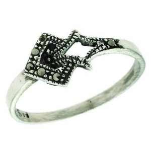    Sterling Silver Genuine Marcasite Antique Style Ring Jewelry