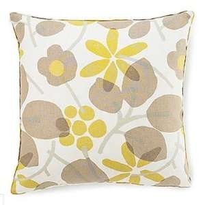  Bethe Flower Linen Square Pillow in Light Brown: Home 