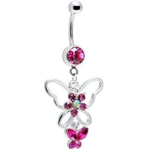  Butterfly Beauty Pink Belly Ring: Jewelry