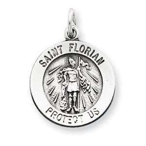   Silver Antiqued Saint Florian Medal Pendant   JewelryWeb Jewelry