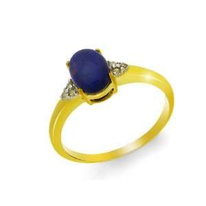  9ct Yellow Gold Black Opal & Diamond Ring Size: 7: Jewelry