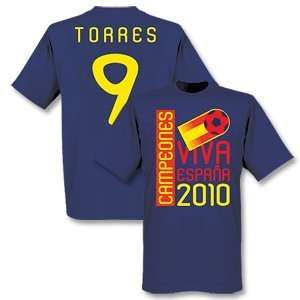  2010 Spain World Cup Winners Tee   Navy + Torres 9: Sports 