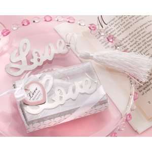  Words of Love Silver Finish Bookmark with Elegant White 