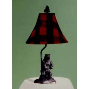 Tempo Lighting Grizzly Bear Table Lamp w/ Plaid Shade 