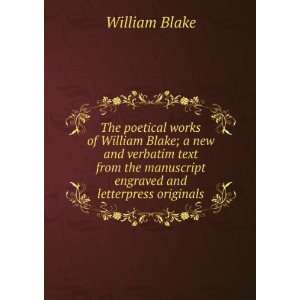   manuscript engraved and letterpress originals William Blake Books