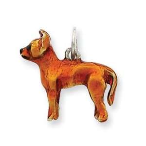   Designer Jewelry Gift Sterling Silver Enameled Full Chihuahua Charm