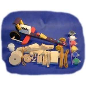  Dragster Wood Craft Kit, With Paint, Glue and Brush: Toys 