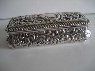 EMBOSSED STERLING SILVER TRINKET BOXBIRMINGHAM 1901(B)  