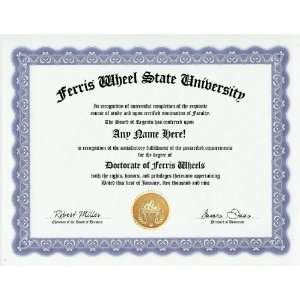  Ferris Wheel Ferris Wheels Degree: Custom Gag Diploma 