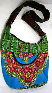 GUATEMALA PURSE HAND EMBROIDERED FLOWERS HOBO BAG X LARGE  