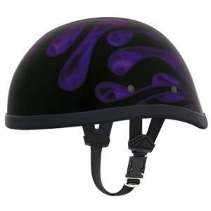   Eagle Purple Flames Skull Cap Novelty Motorcycle Half Helmet [Large