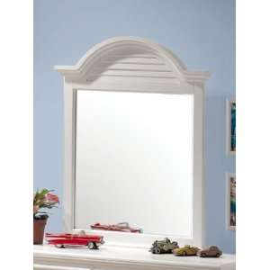  Bedroom Mirror with Shutter Design in White Finish 