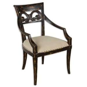  Uttermost 25543 Francisco Armchair Accent Chair, Jet Black 