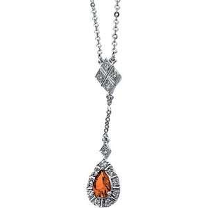  14K White Gold Fire Opal and Diamond Necklace: Jewelry