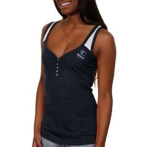   Womens Frisky Henley Tank Top   Navy Blue (Medium)