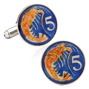    Hand Painted Cayman Five Cent Coin Cufflinks CLI PB 027 SL Jewelry