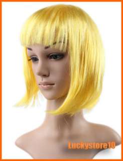 New Fashion Womens Short Straight Synthetic Hair Wigs Red Yellow Gold 