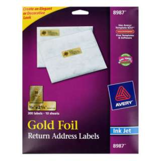 Avery Foil Mailing Labels, 3/4 x 2 1/4, Gold, 300/Pack   AVE8987 