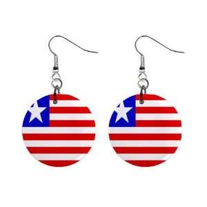  Liberia Flag Button Earrings 