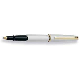   Chrome Barrel & Cap w/ Gold Trim Rollerball Pen   AU E74 Electronics