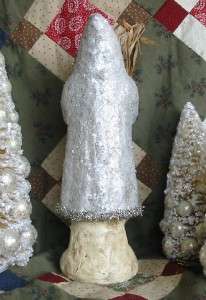 Vintage Style 12 inch Silvery Belsnickle Mica Flakes Paper Mache Santa 
