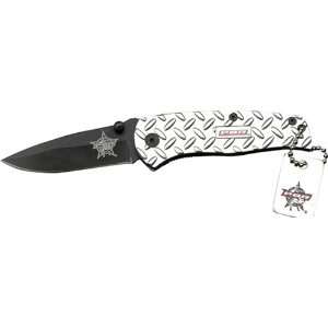 Professional Bull Riders 3.5 Inch Diamond Plate Pocket Knife:  