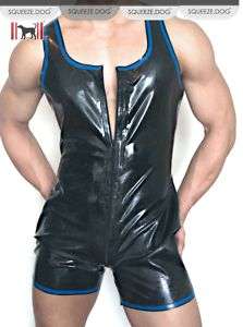 SQUEEZE.DOG WRESTELING LATEX MUSCLES SUIT BLACK BLUE  