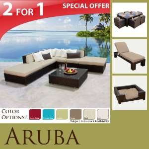  ARUBA OUTDOOR WICKER PATIO SOFA SECTIONAL SET MARS DINING 