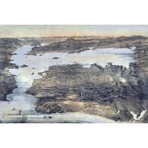  Birds Eye View of San Francisco 24X36 Giclee Paper: Home 