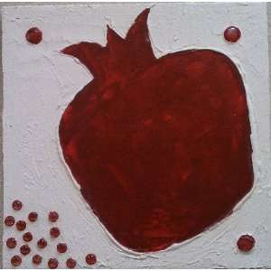   White Pomegranate Painting with Glass Bubbles. 24x24 Home & Kitchen