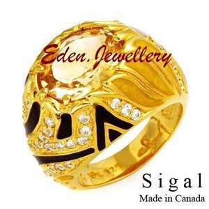 WOW David Sigal Citrine Ring Made in Canada GP Silver  