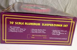   70 Scale Aluminum Sleeper/Diner Set B & O 3 Rail MT 6511 NEW  