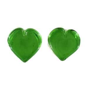  Translucent Green 1 Sided Heart Shaped, 1 Sided Round Shaped Glass 