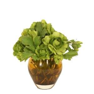  Small Silk Flower Arrangement of Green Ranunculus with 