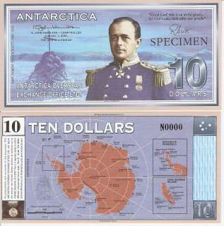 ANTARCTICA $10 Banknote World Money Currency BILL Specimen Note FUN 