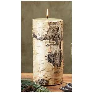  Rustic Birch Bark Pillar Candle, Large 4x9 inches, Set of 