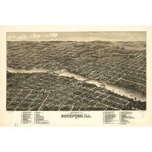  c1879 Birds eye map of city of Rockford, Illinois: Home 