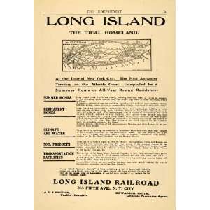 1907 Ad Long Island Railroad Map Territory Features   Original Print 
